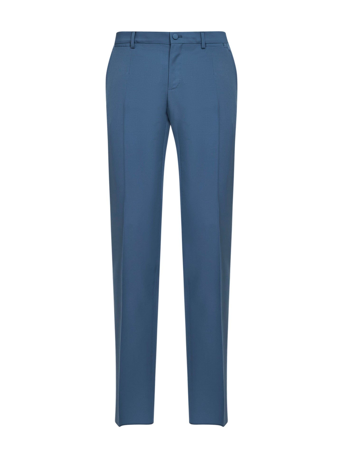 Pantaloni classici in lana vergine blu avio