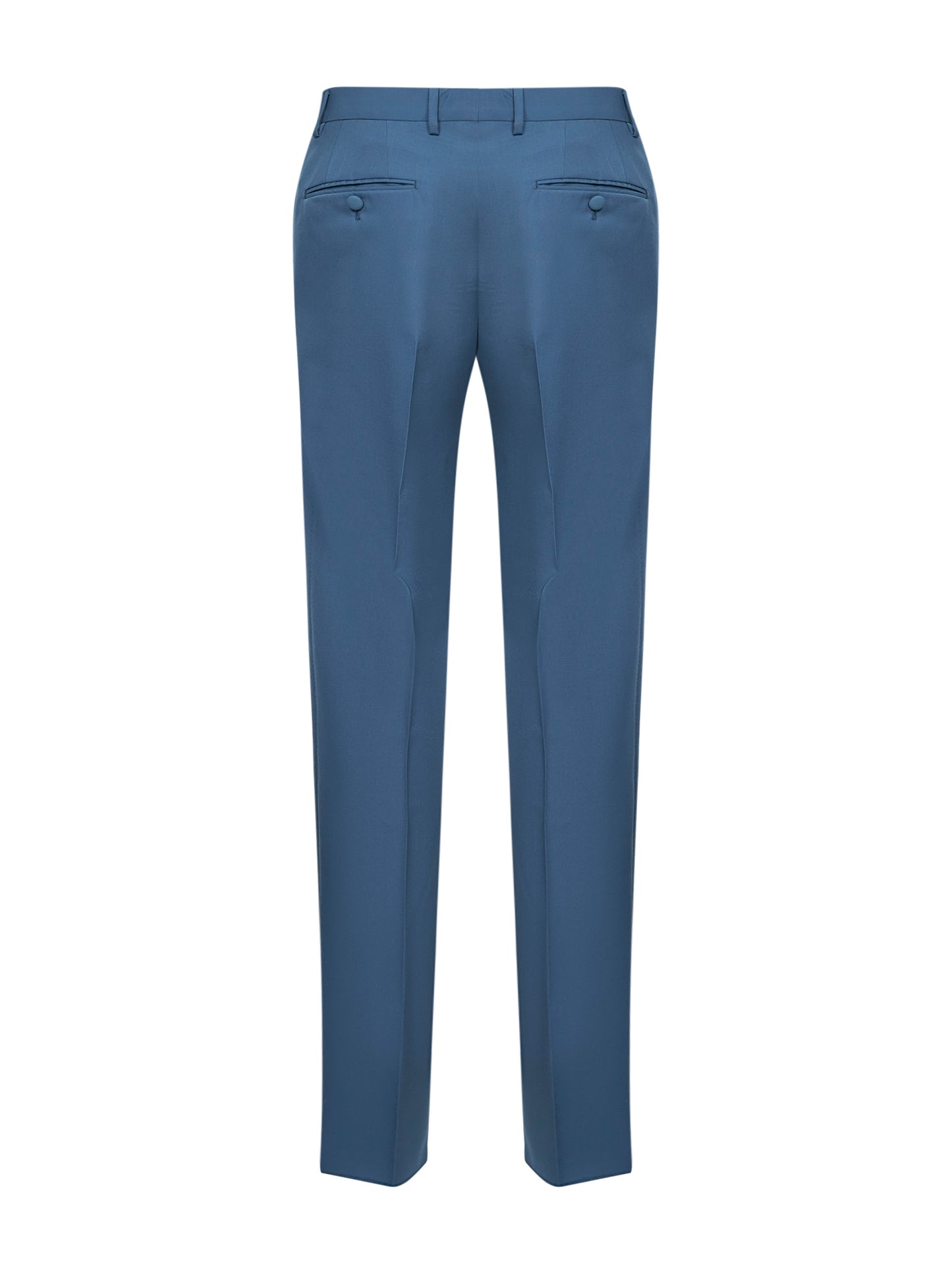 Pantaloni classici in lana vergine blu avio
