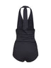 Black sensitive fabric draped one-piece swimsuit