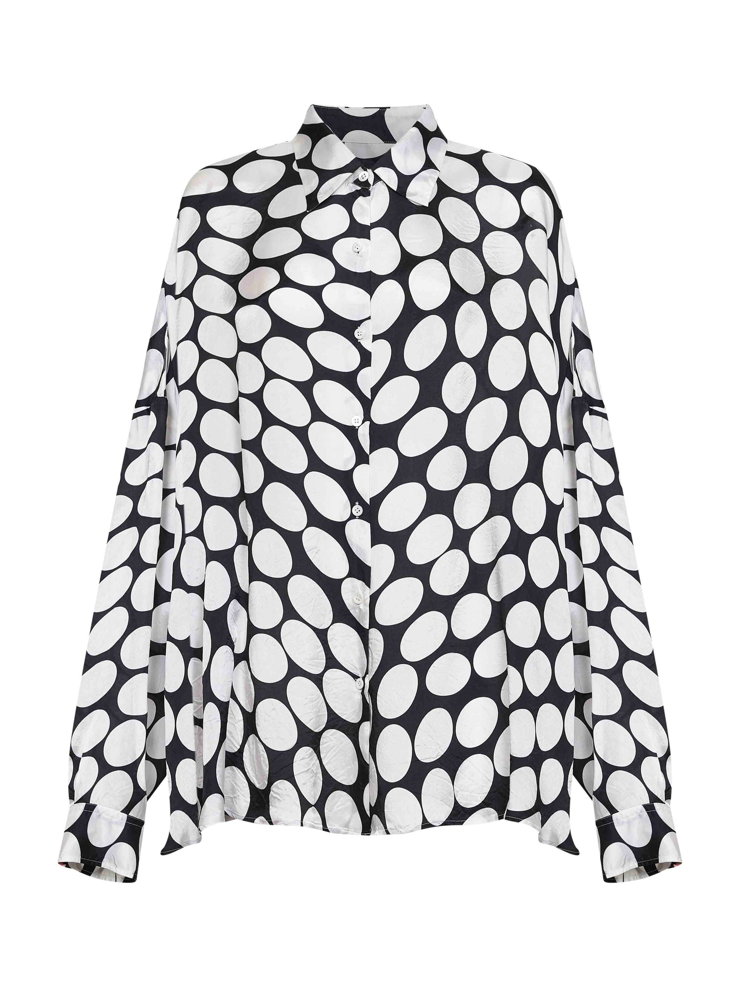 Camicia cocoon in viscosa nera stampa Soft Ellipses