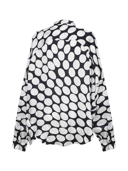 Camicia cocoon in viscosa nera stampa Soft Ellipses