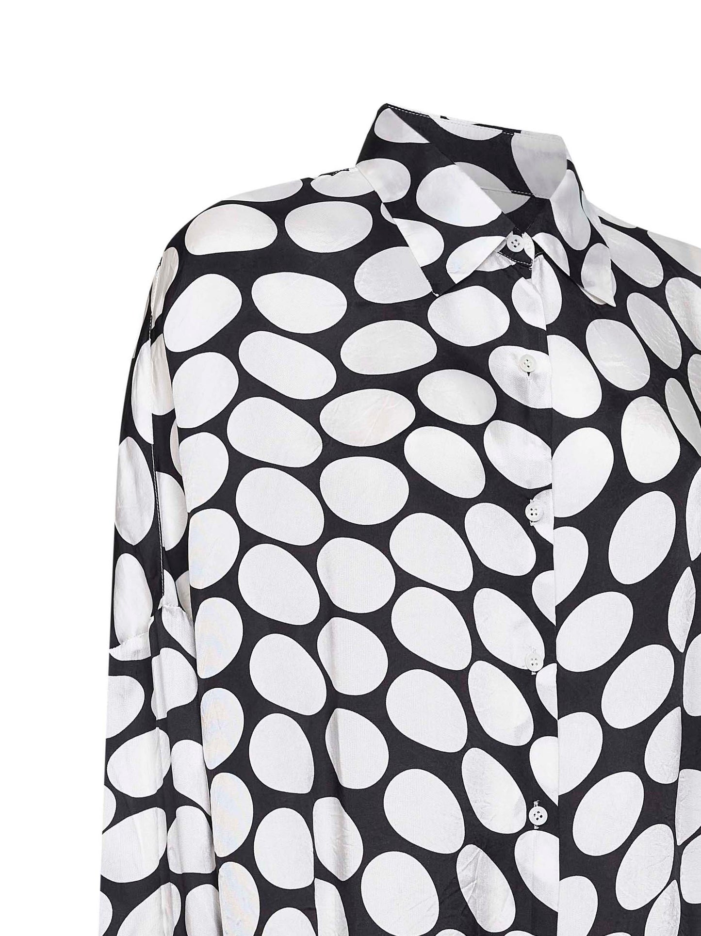 Camicia cocoon in viscosa nera stampa Soft Ellipses