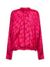 Fuchsia viscose Soft Ellipses-printed wrap shirt