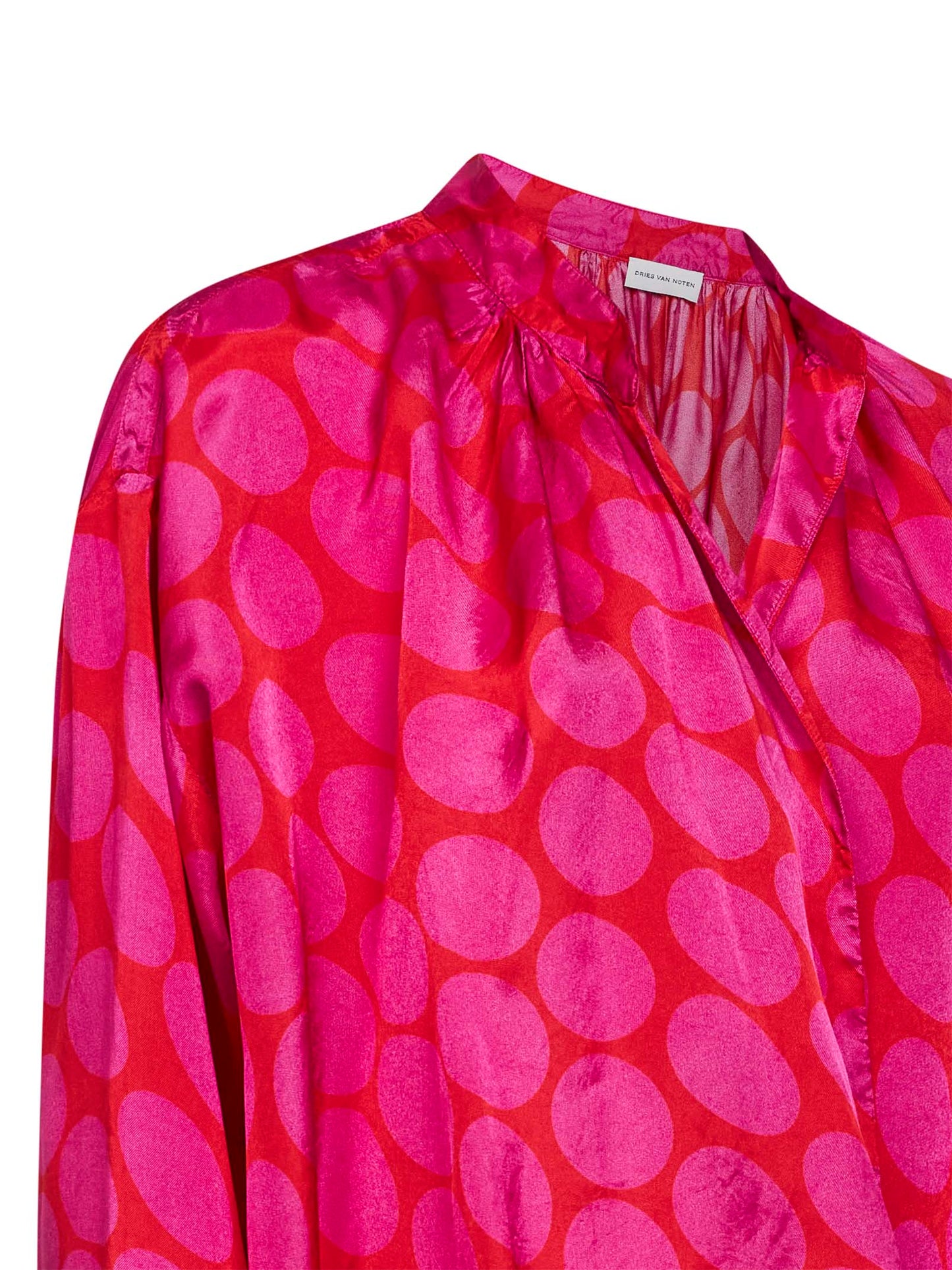 Fuchsia viscose Soft Ellipses-printed wrap shirt