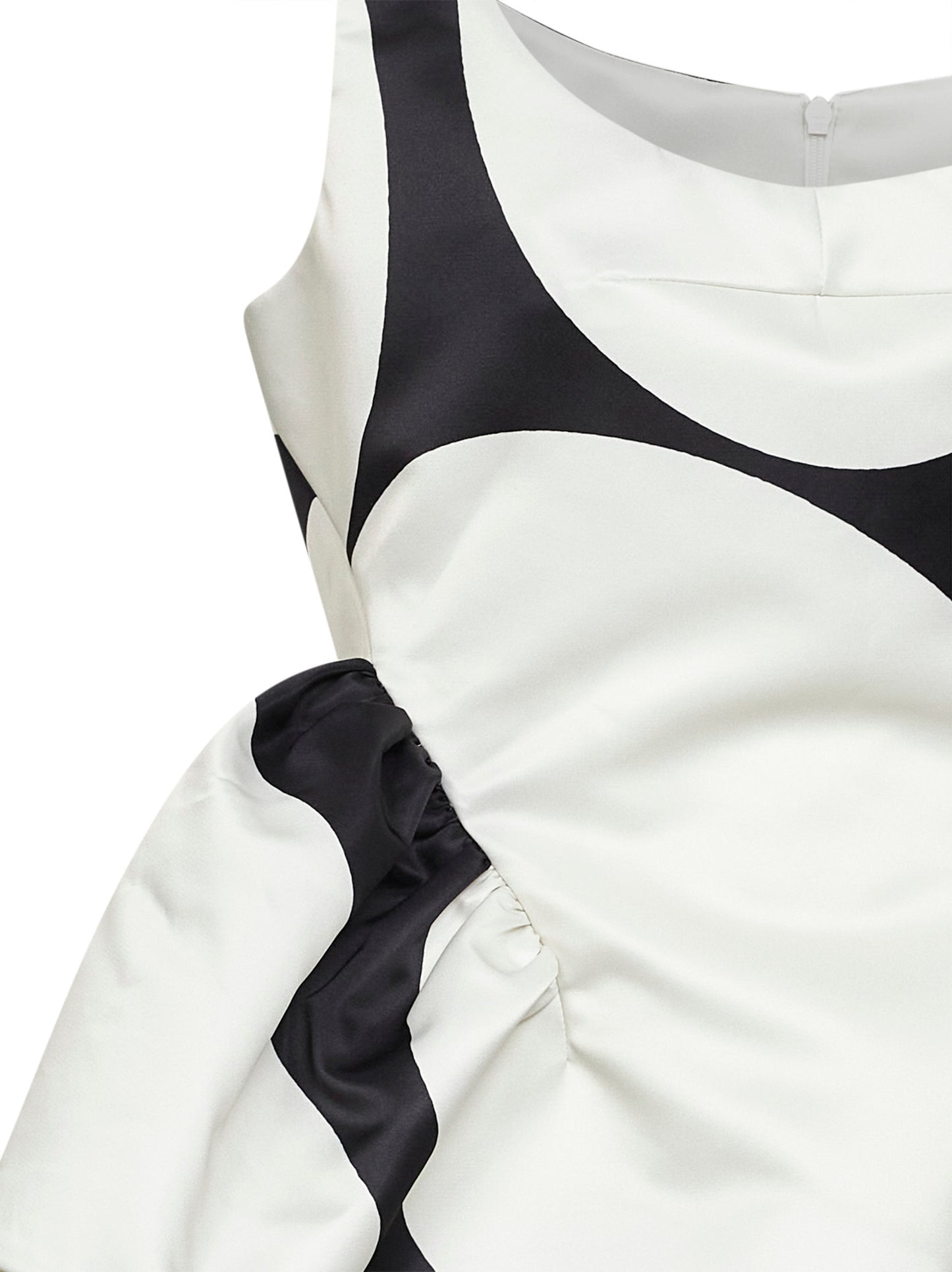 Top a peplo in duchesse nero con stampa Oversized Ellipses