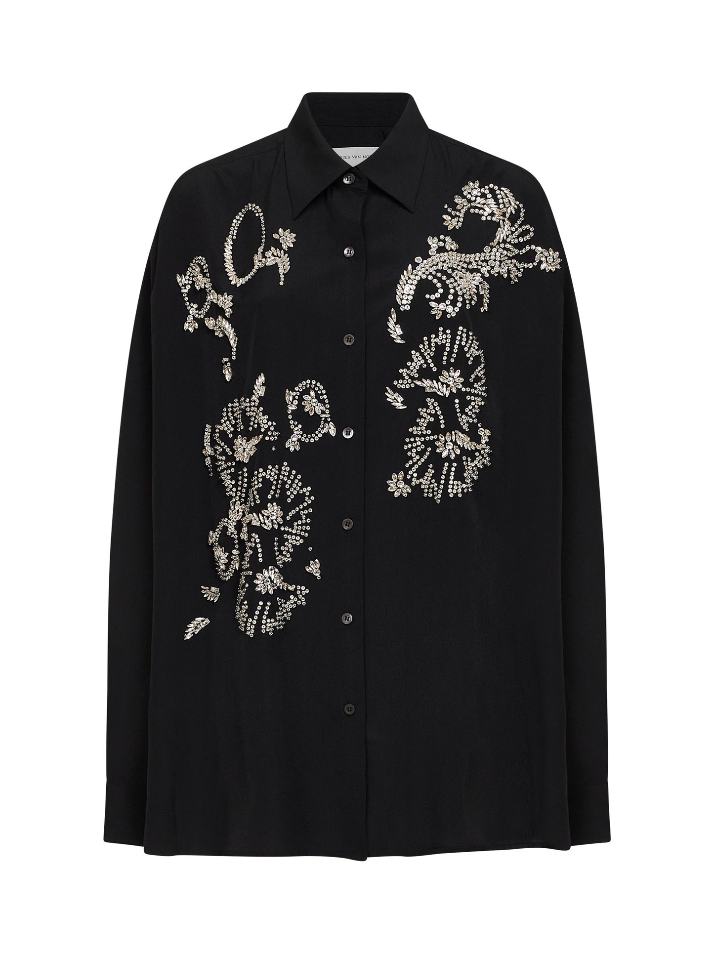Camicia cocoon ricamata nera