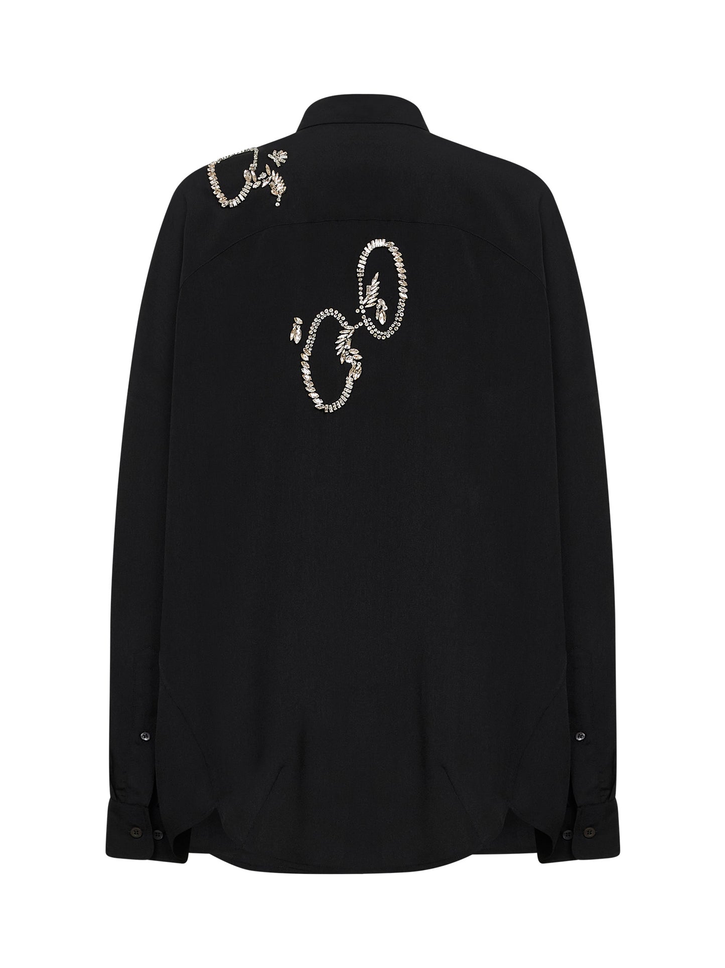 Camicia cocoon ricamata nera