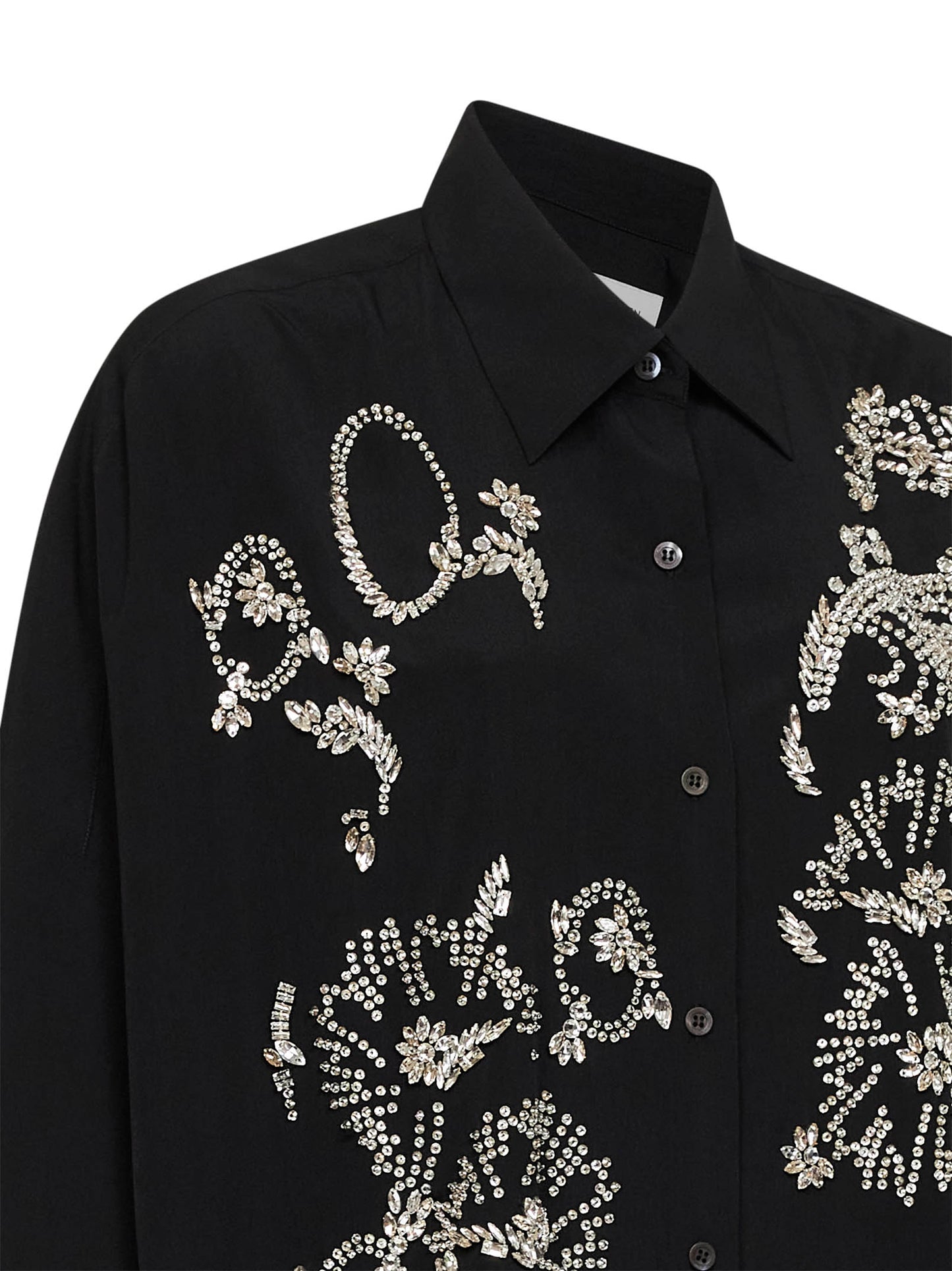 Camicia cocoon ricamata nera