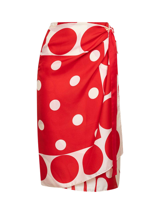 Printed silk wrap scarf-skirt