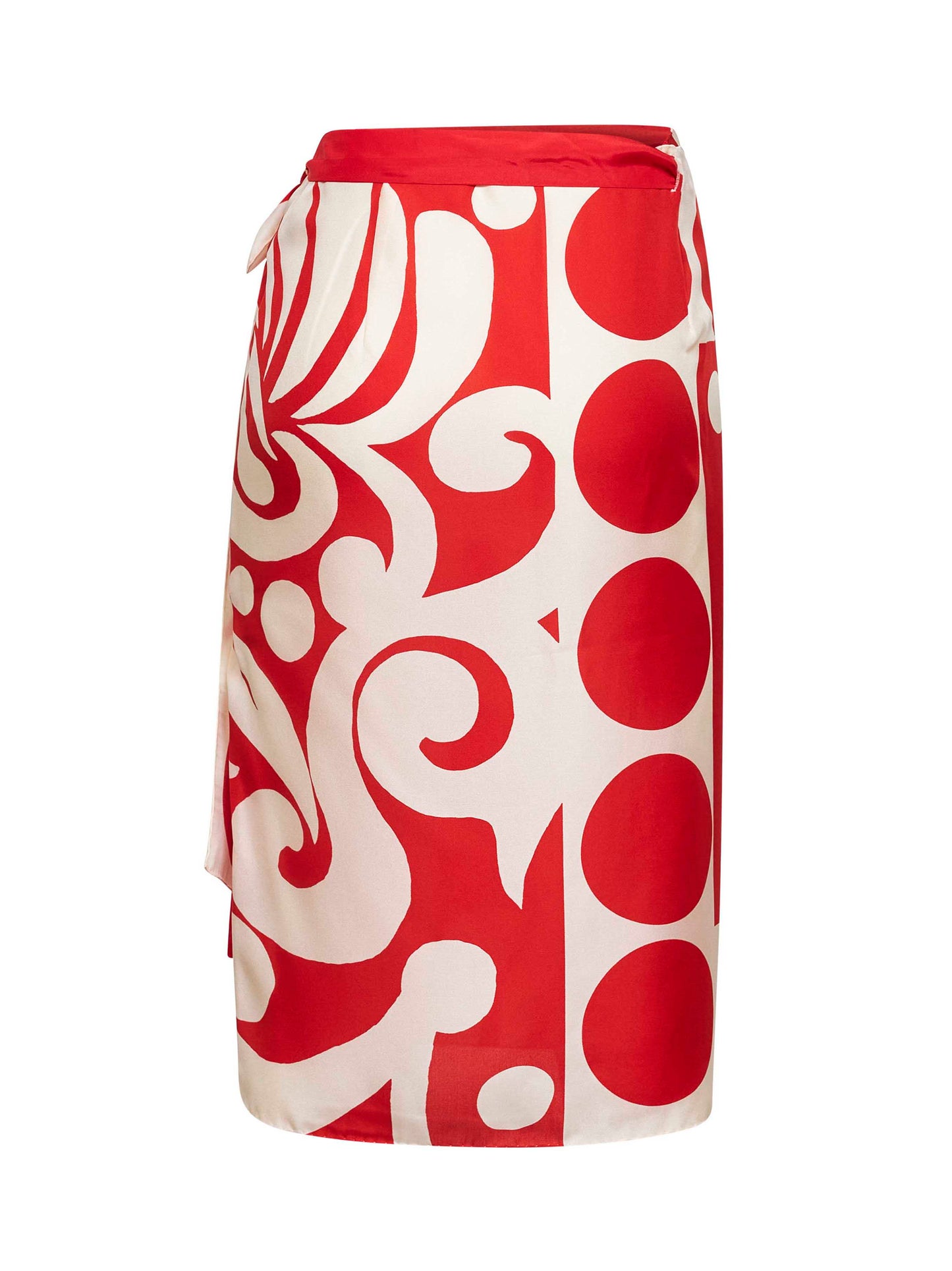 Printed silk wrap scarf-skirt