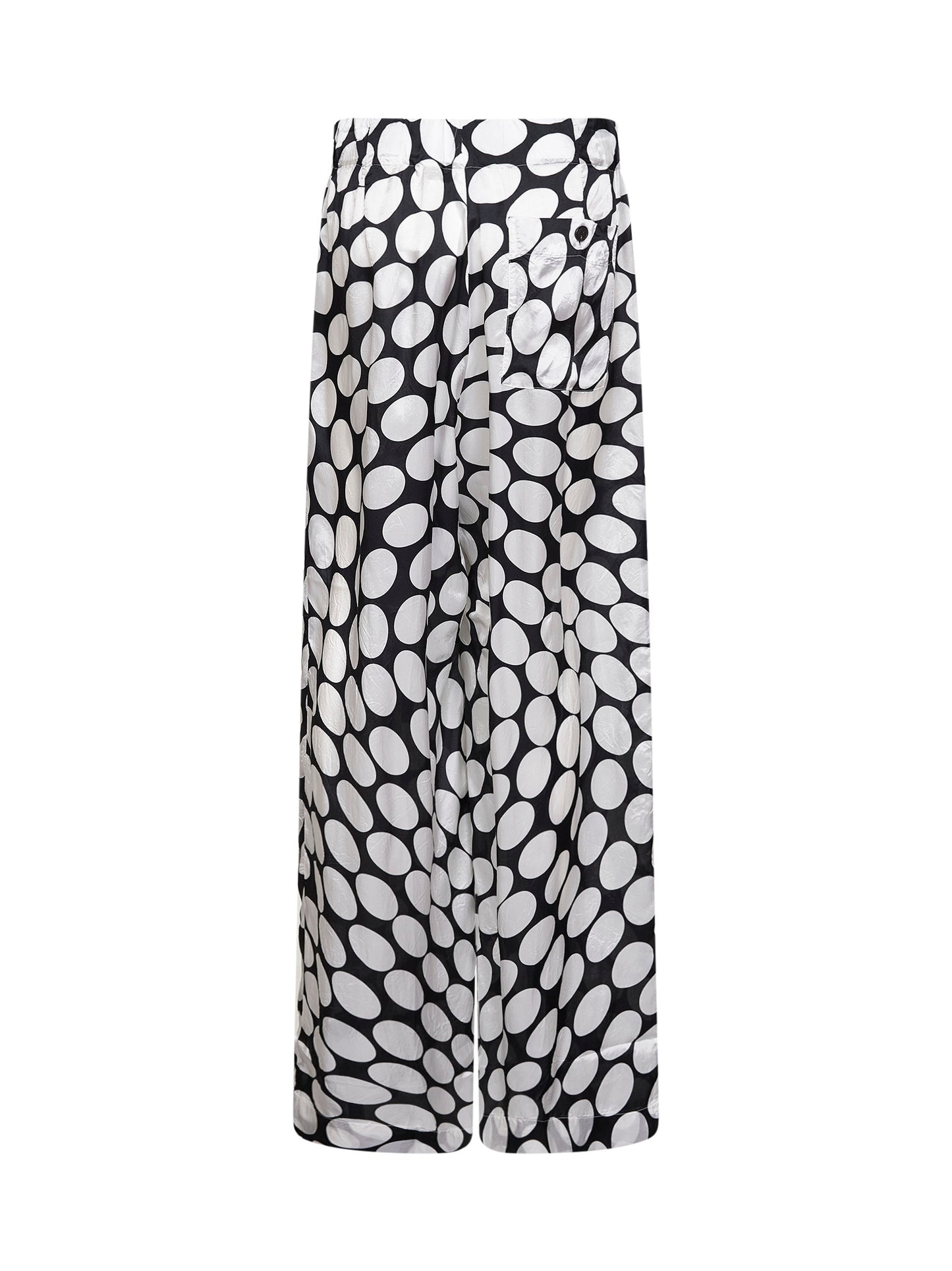 Black viscose Soft Ellipses-printed wide-leg trousers