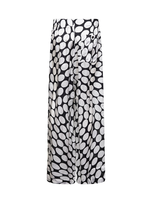 Black viscose Soft Ellipses-printed wide-leg trousers
