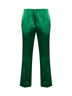 Green satin bootcut trousers
