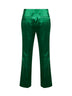 Green satin bootcut trousers