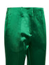 Green satin bootcut trousers