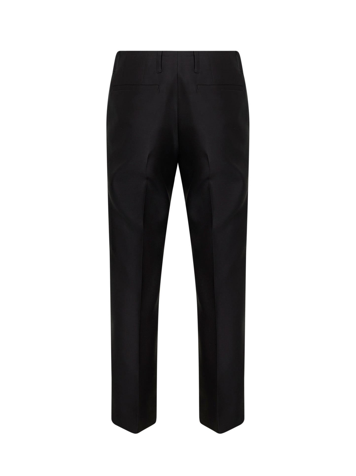 Pantaloni sartoriali crop in lana e seta nero