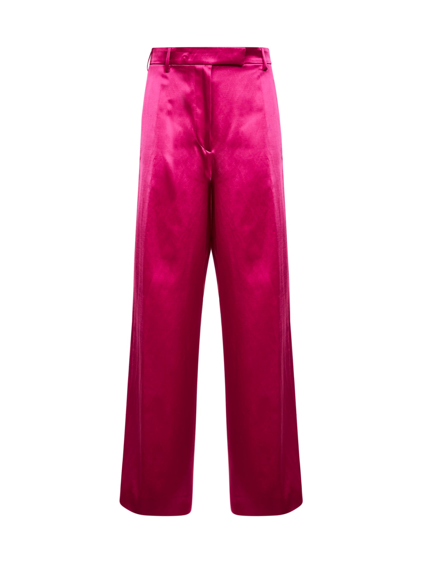 Fuchsia satin wide-leg trousers