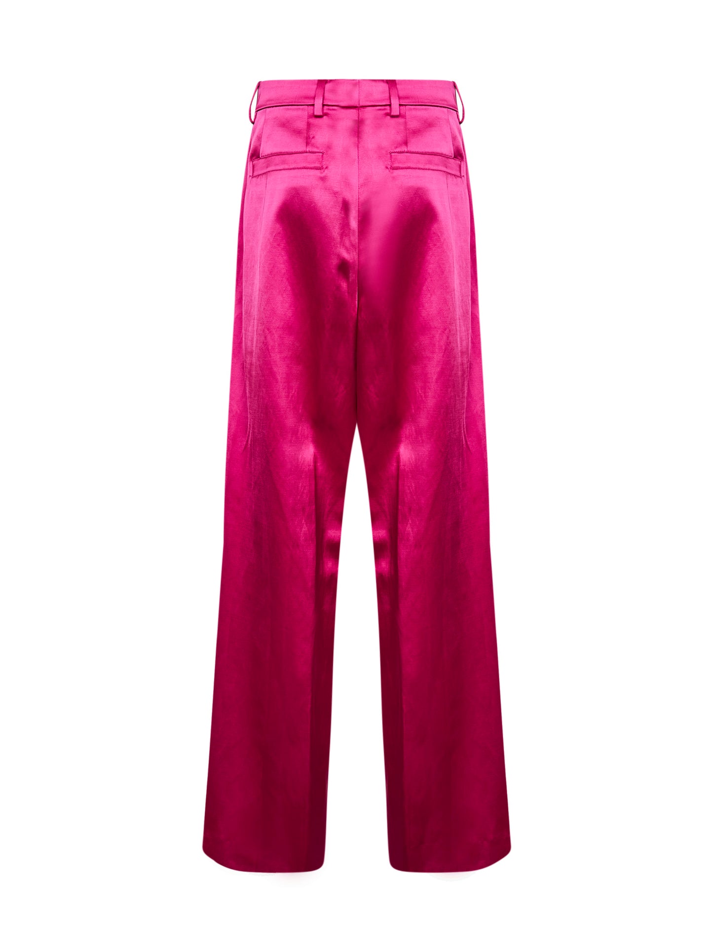 Fuchsia satin wide-leg trousers
