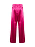Fuchsia satin wide-leg trousers