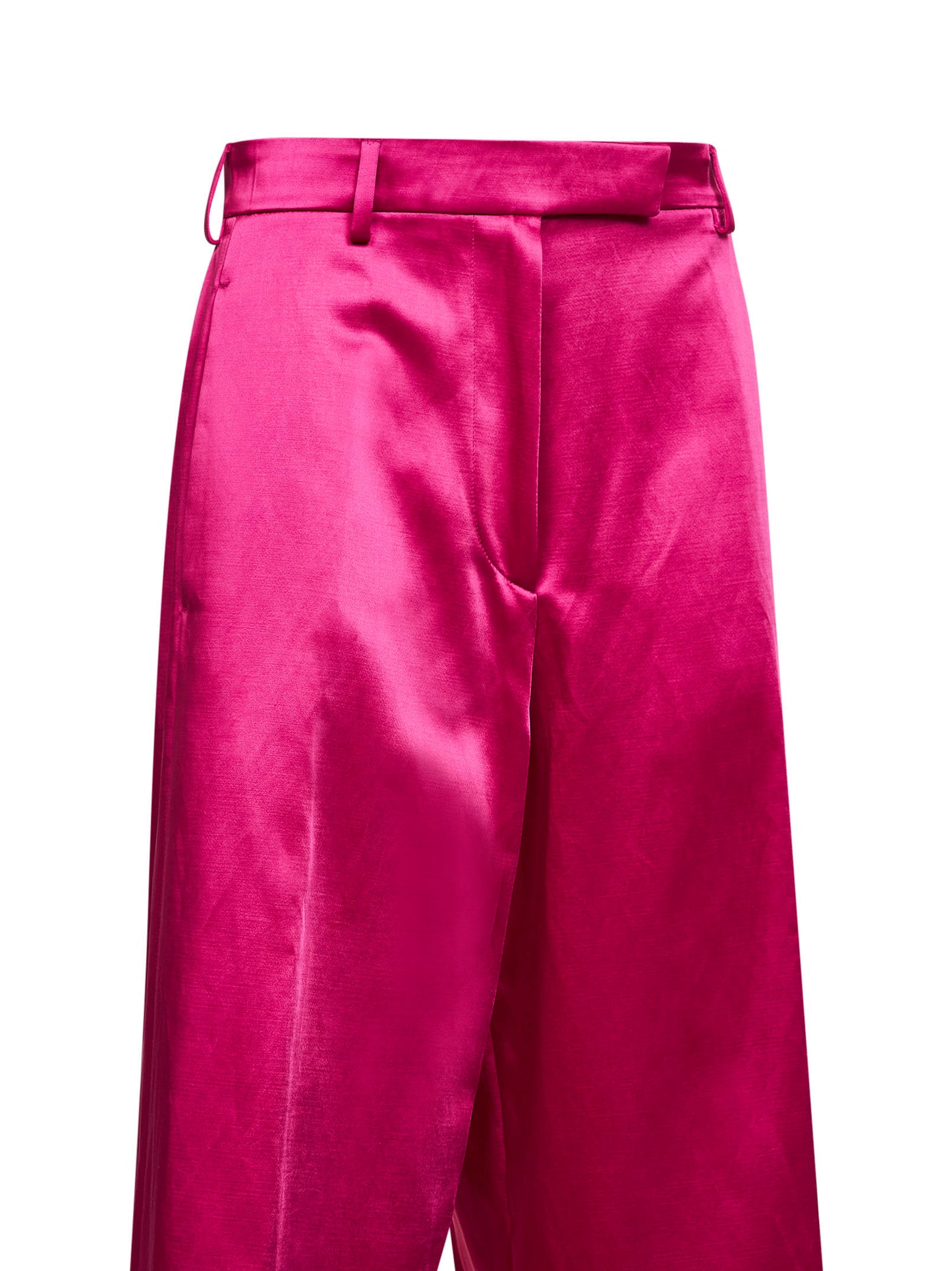 Fuchsia satin wide-leg trousers