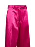 Fuchsia satin wide-leg trousers