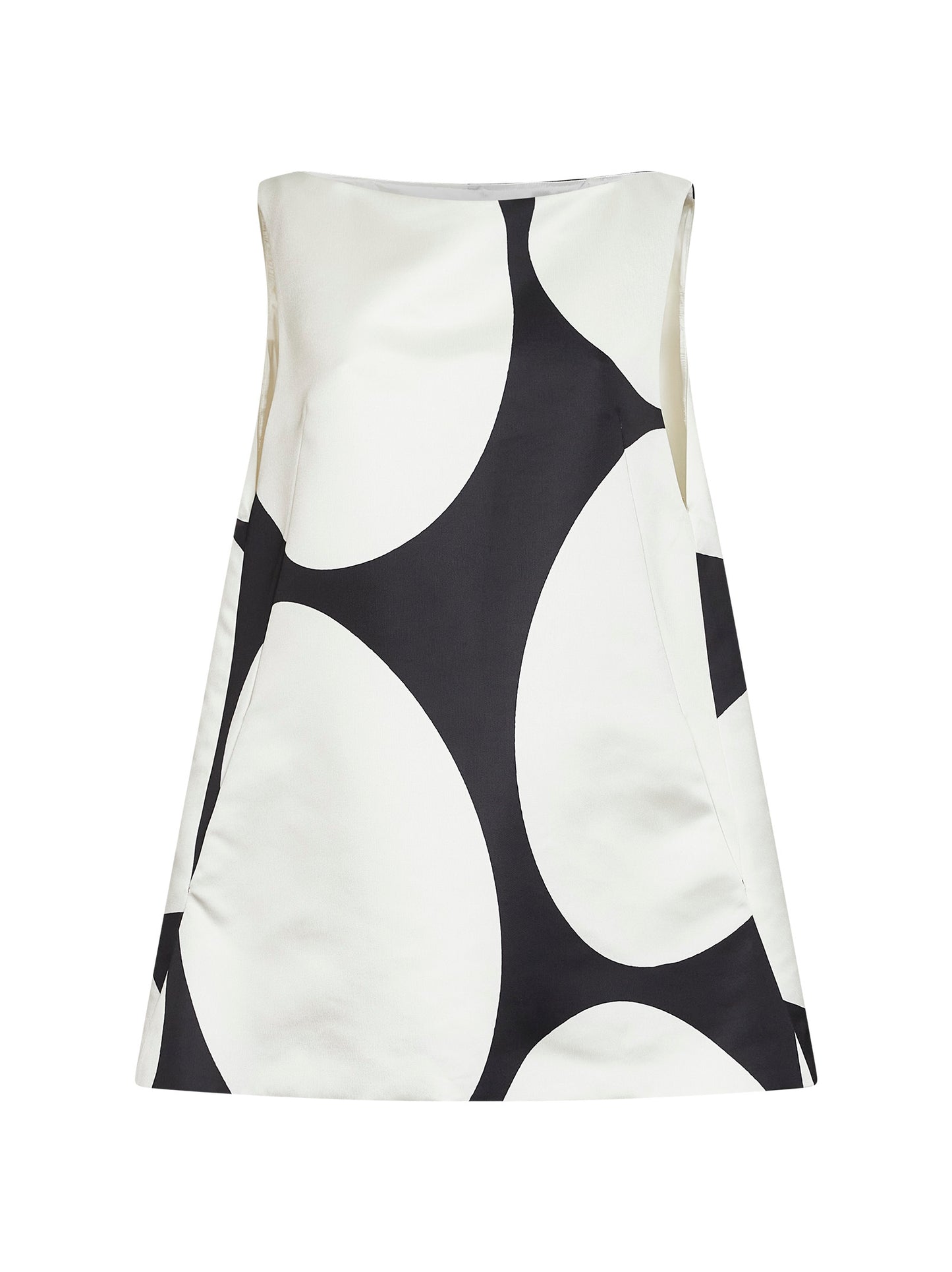 Miniabito ad A in duchesse nero con stampa Oversized Ellipses