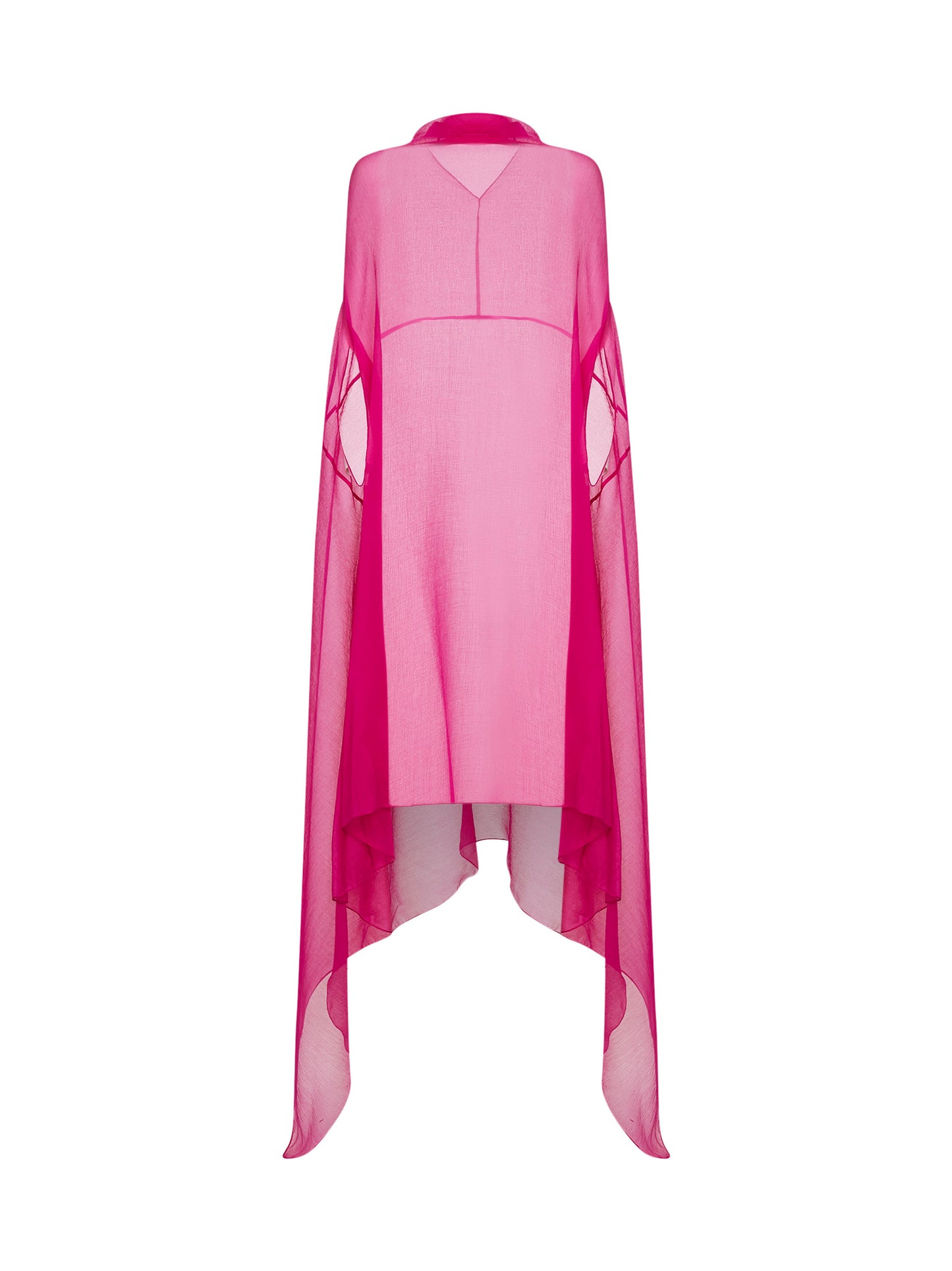 Abito a cappa in chiffon trasparente fucsia