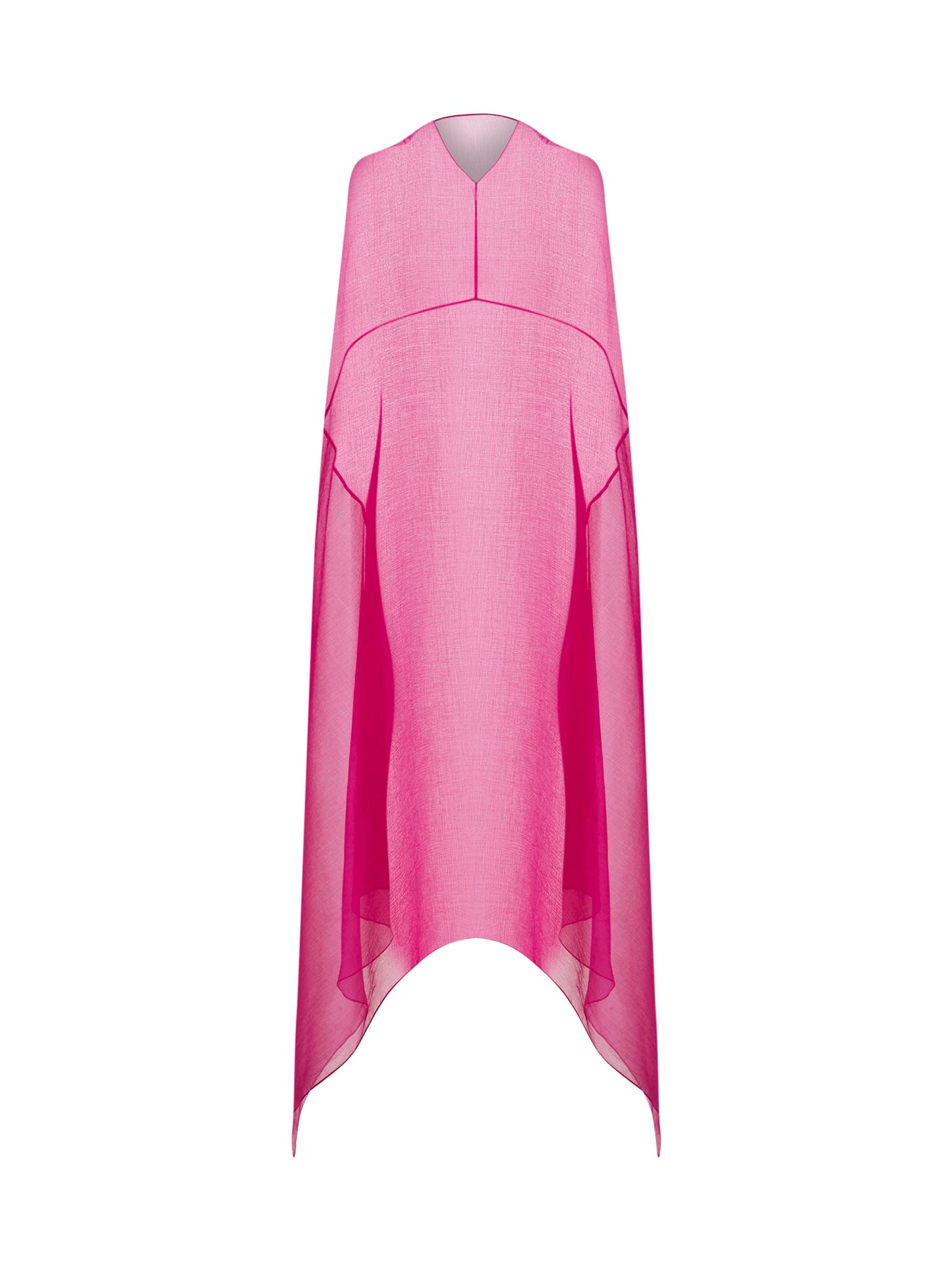Abito a cappa in chiffon trasparente fucsia