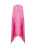 Abito a cappa in chiffon trasparente fucsia