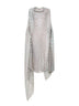 Ecru silk crepon Layered Optical Polka Dot-print cape-style dress