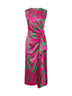 Abito midi drappeggiato in viscosa stampa Hawaiian Floral