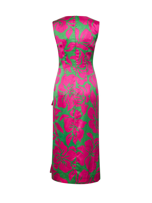 Hawaiian Floral-print viscose draped midi dress