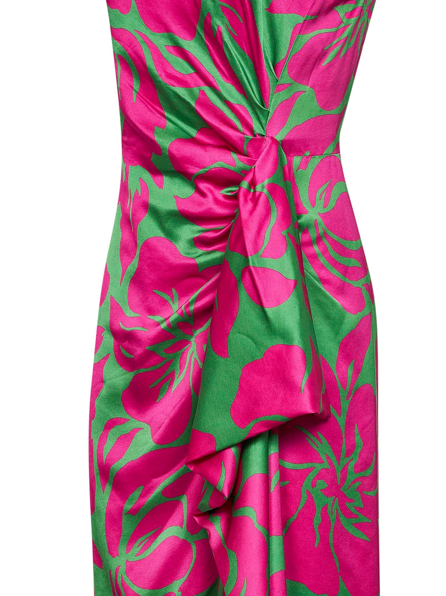 Abito midi drappeggiato in viscosa stampa Hawaiian Floral