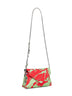 Pistachio clutch bag with chain shoulder strap
