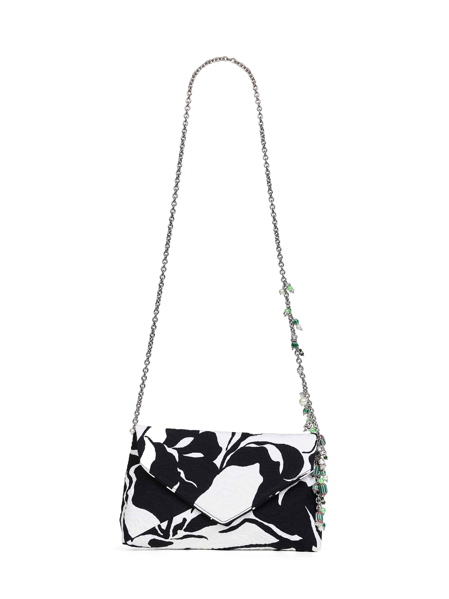 Black clutch bag with chain shoulder strap