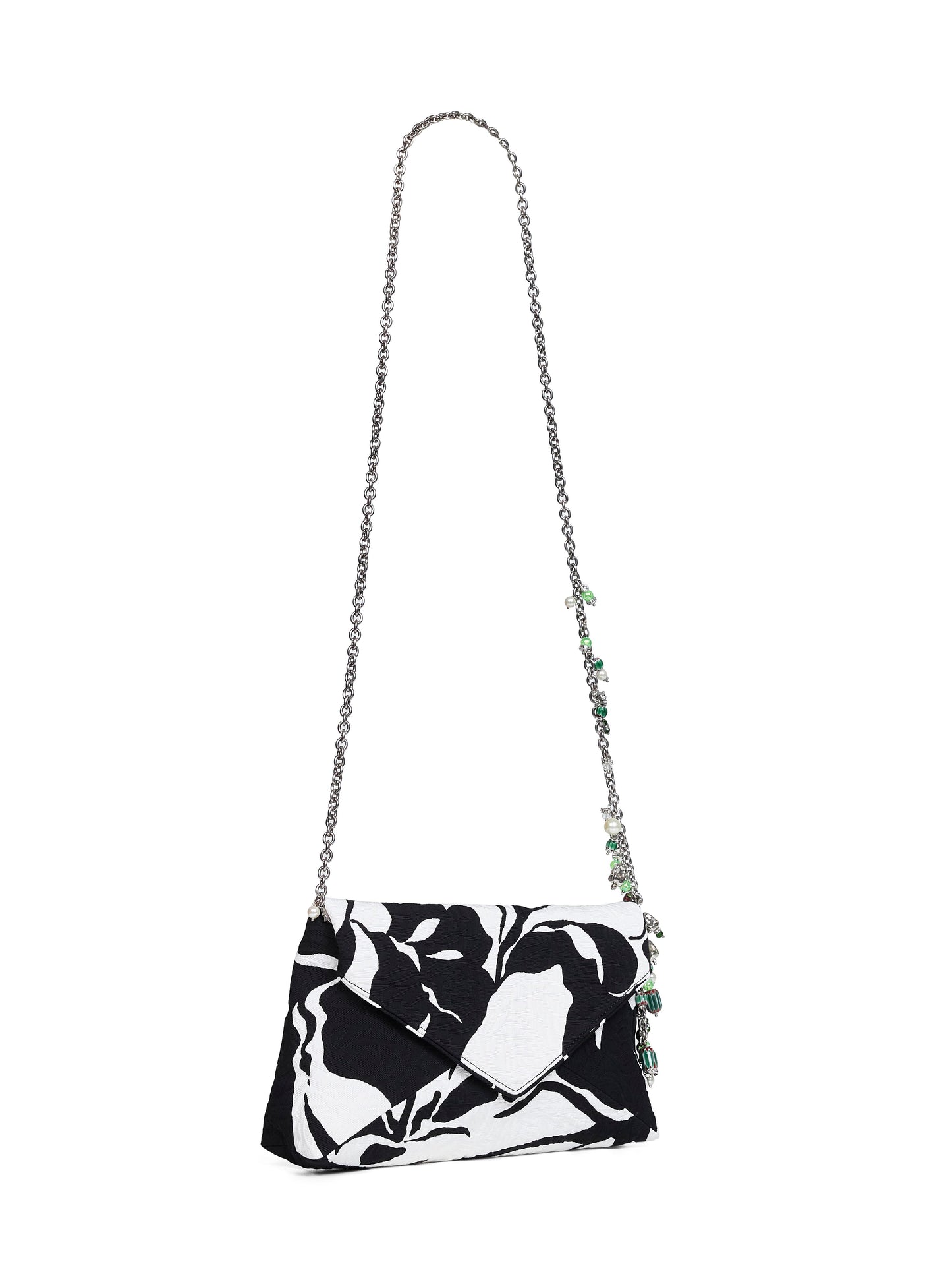 Black clutch bag with chain shoulder strap