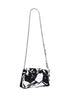 Black clutch bag with chain shoulder strap