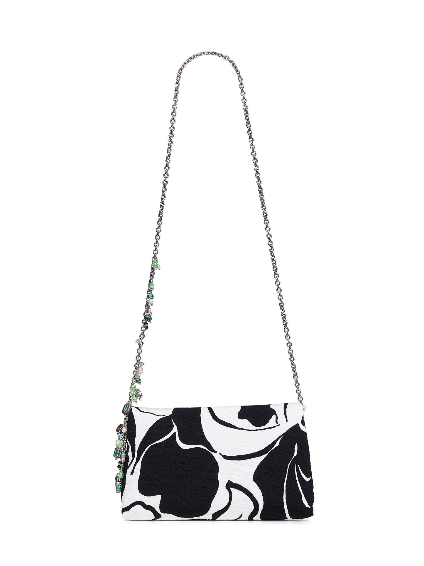 Black clutch bag with chain shoulder strap