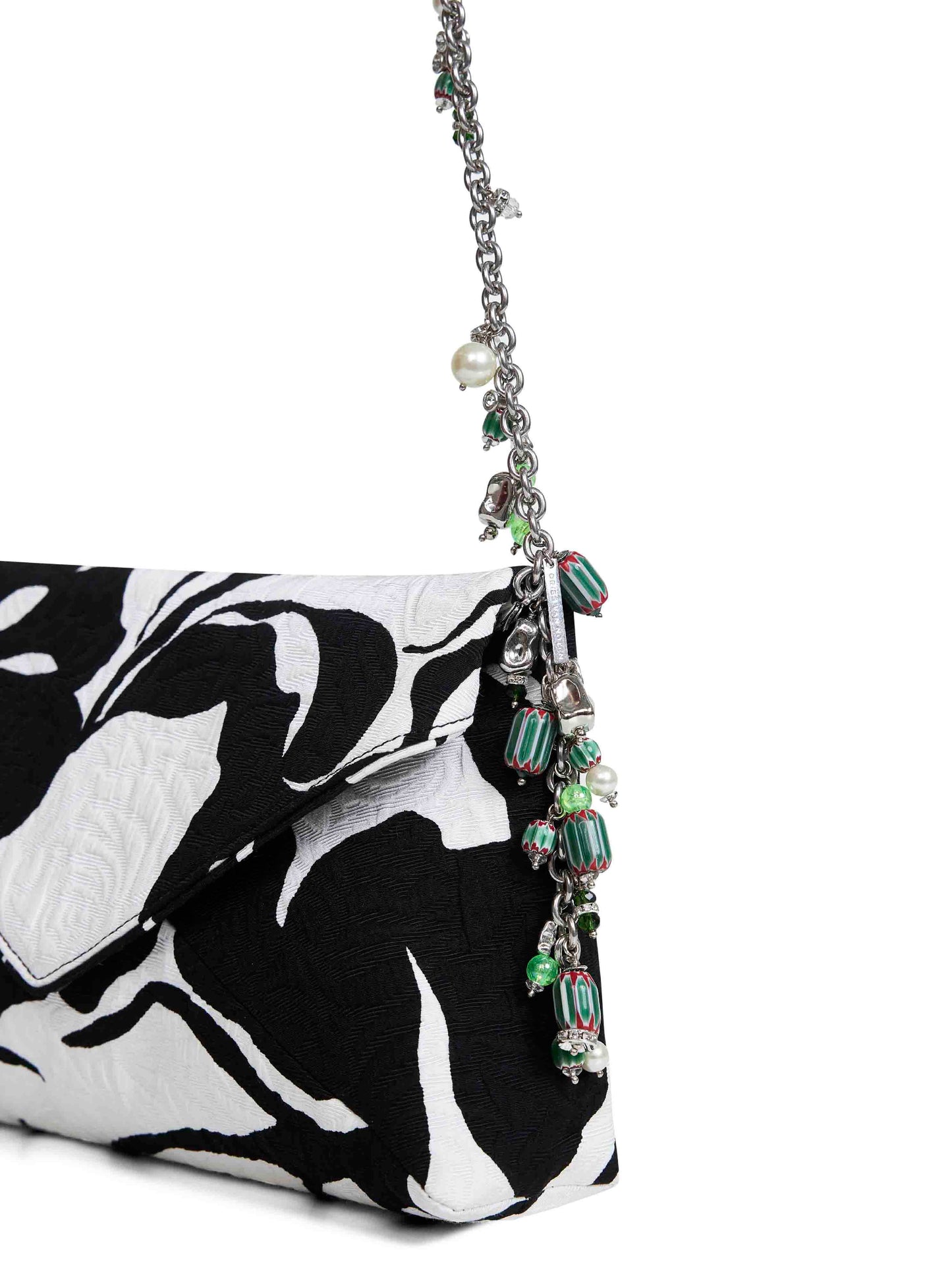 Black clutch bag with chain shoulder strap