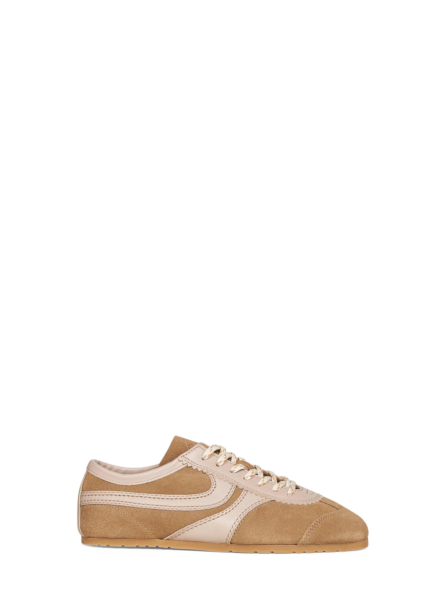 Sneakers in camoscio beige con dettagli in pelle
