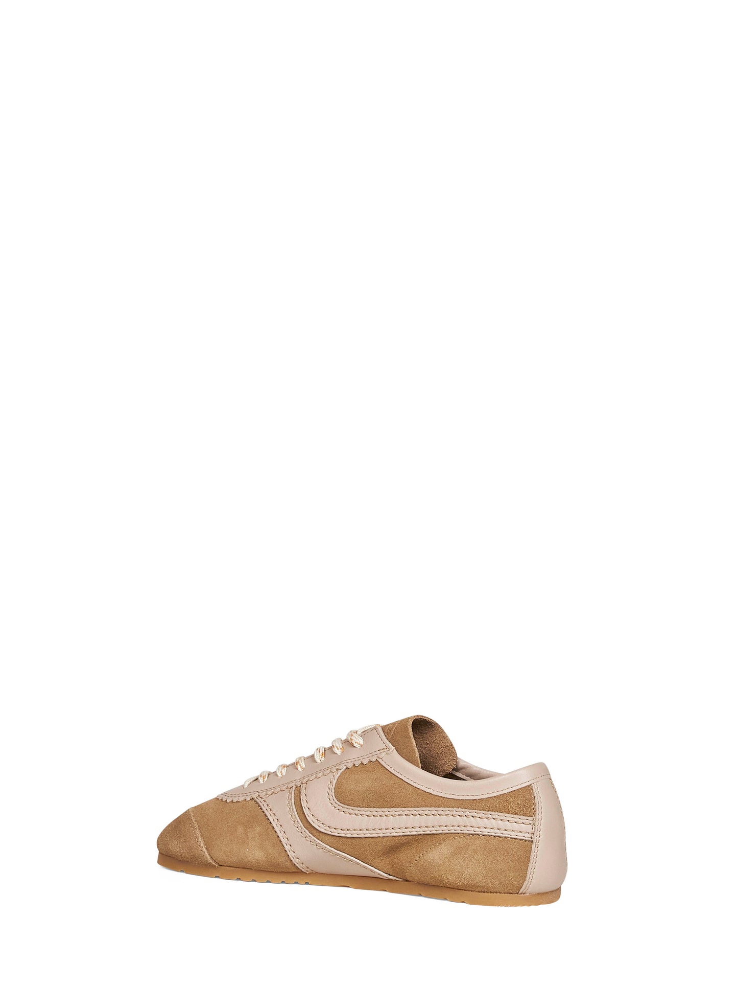 Sneakers in camoscio beige con dettagli in pelle