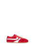 Sneakers in camoscio rosso con dettagli in pelle