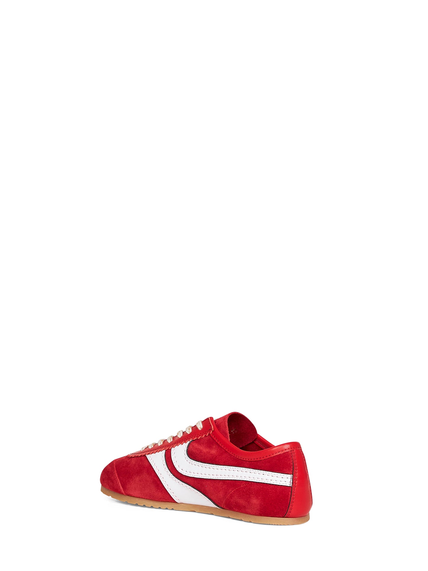 Sneakers in camoscio rosso con dettagli in pelle