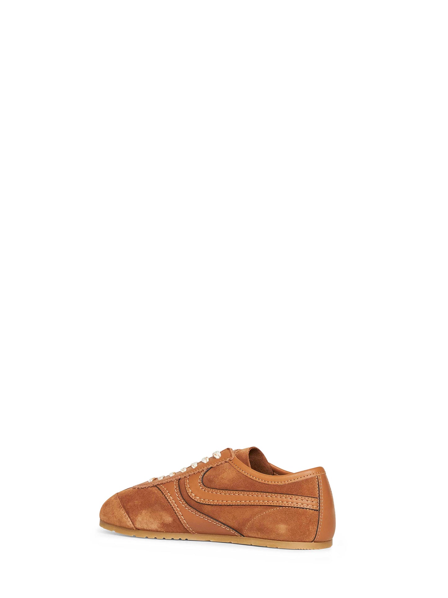 Tan suede sneakers with leather details