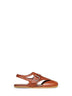Sandali flat stile ragnetto in pelle di vitello bordeaux<BR/>