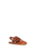 Sandali flat stile ragnetto in pelle di vitello bordeaux<BR/>