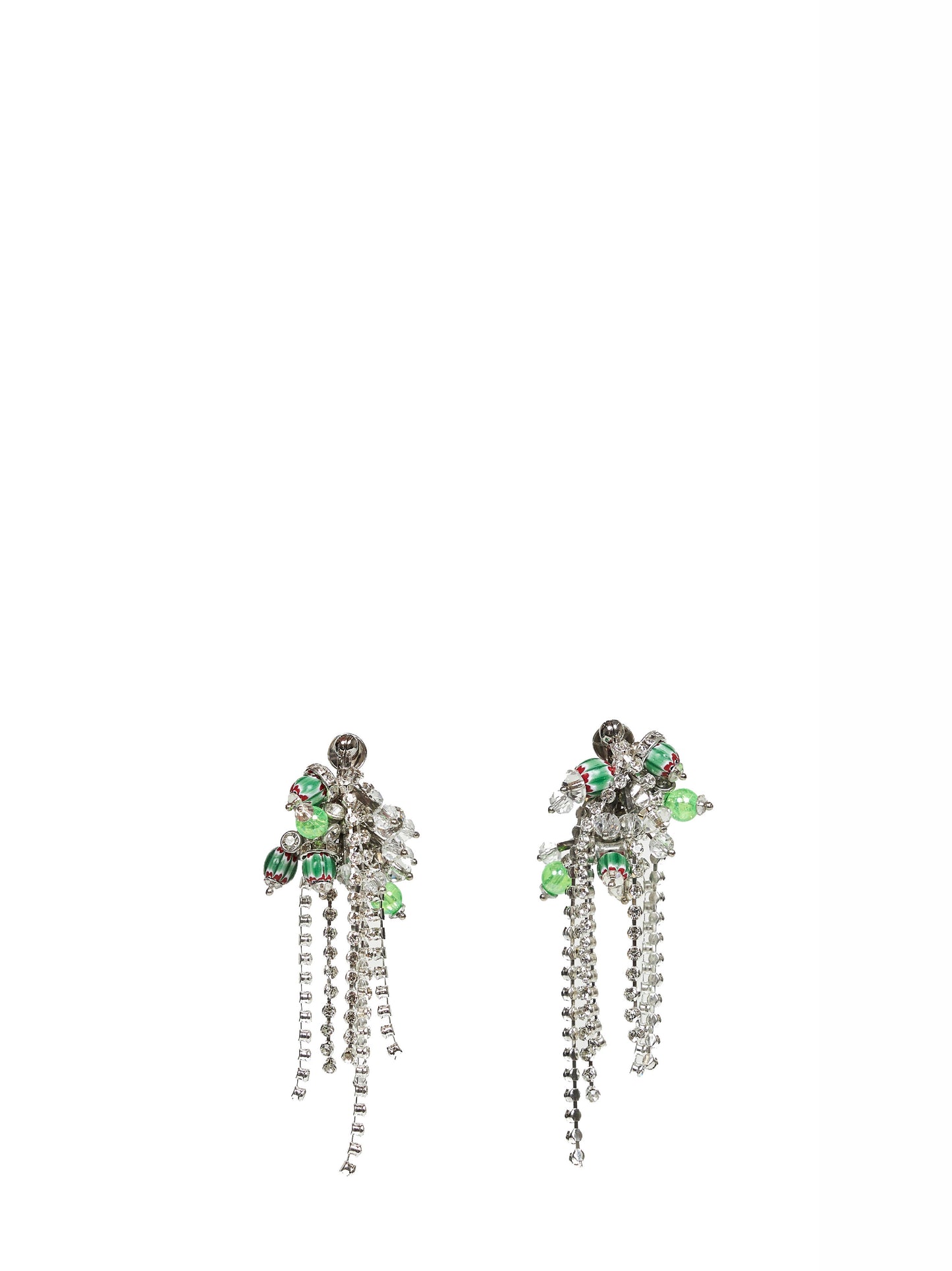 Brass beads and crystals-embellished earrings