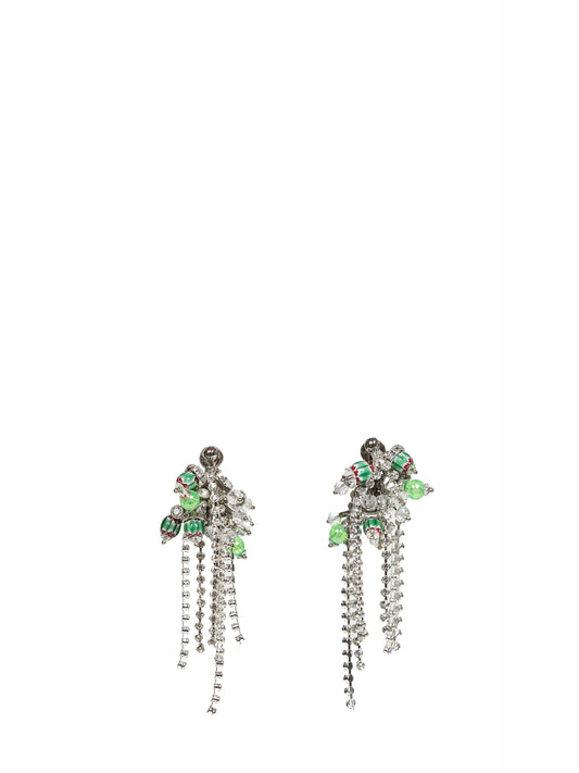 Brass beads and crystals-embellished earrings