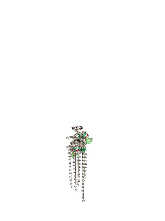 Brass beads and crystals-embellished earrings