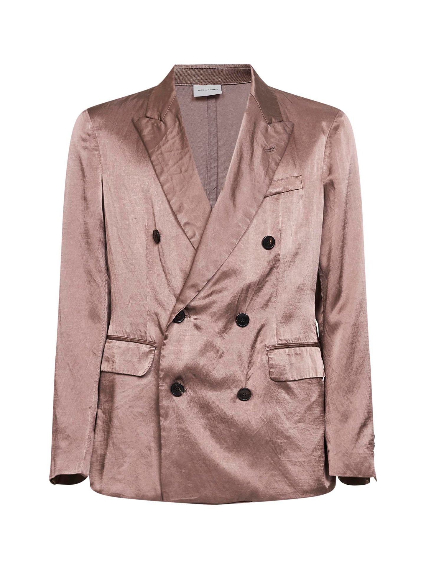Old rose viscose and cotton double-breasted blazer